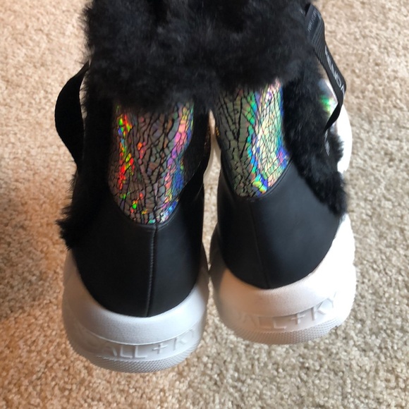 Kendall & Kylie Nala Boot black faux fur silver metallic size 8 shoe - Picture 5 of 6